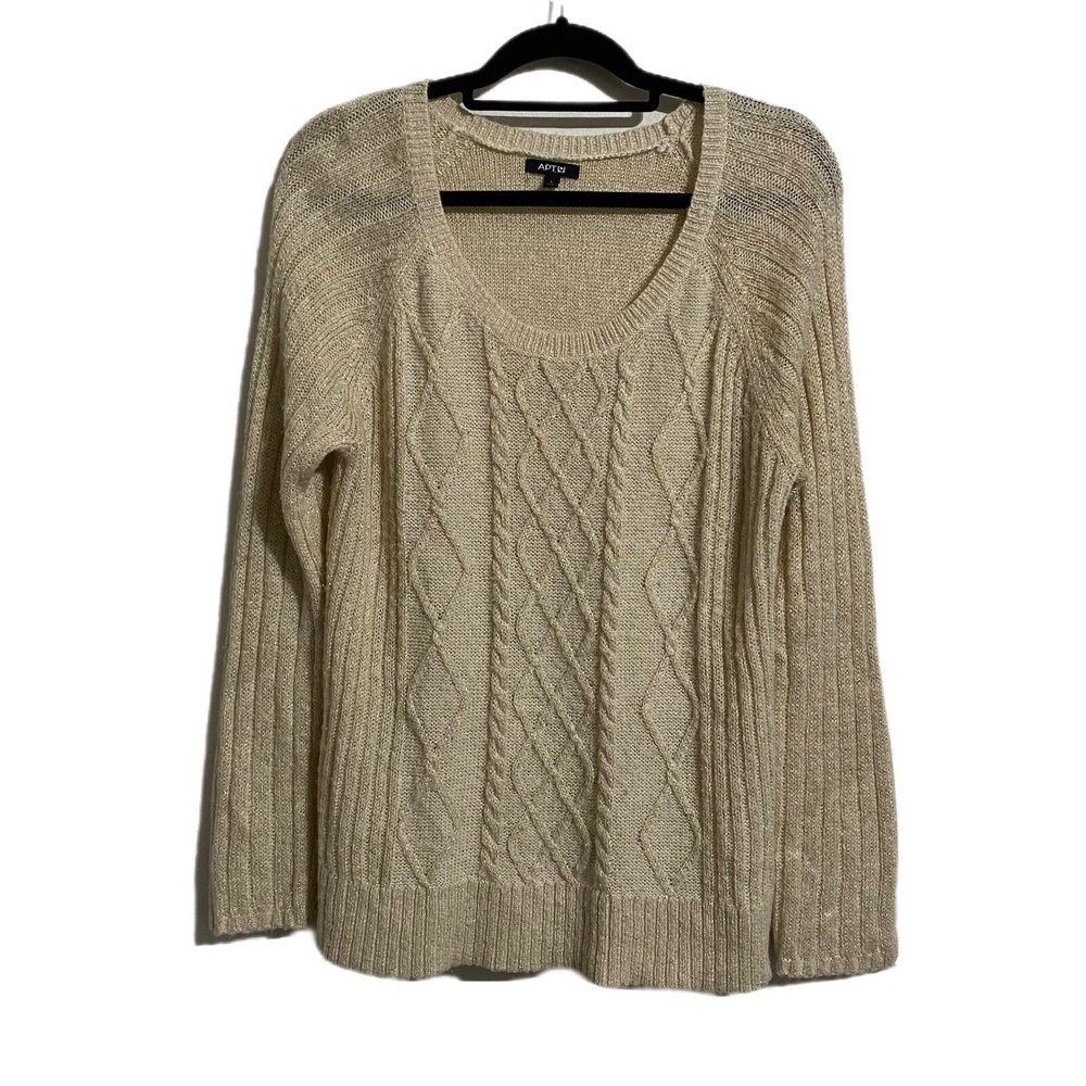 Apt 9 Women's Pullover Sweater Cable Knit Metallic Brown Size L